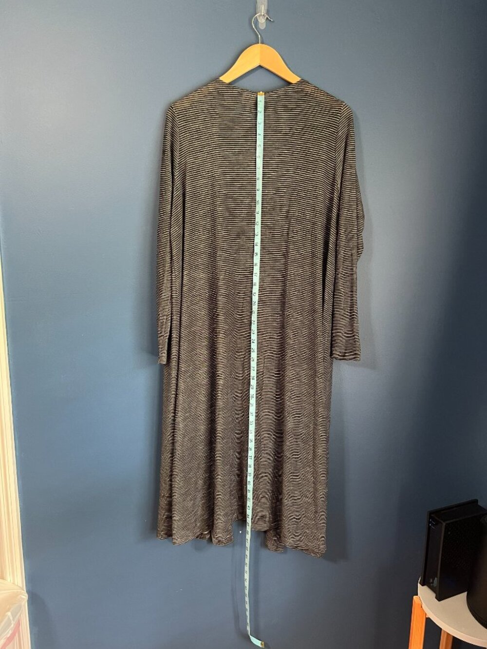 Lularoe Sarah Duster Cardigan Floor Length Open Front Design Gray/White L - Picture 5 of 8